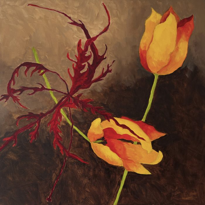 Tulpen en Japanse esdoorn
